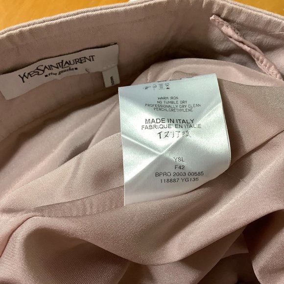 Vintage Y2K, 00s Yves Saint Laurent Rive Gauche Pink Beige Ruffle Pencil Skirt - Picture 12 of 12